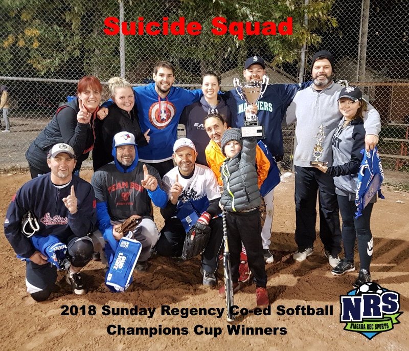 NRS 2018 Sunday Regency Co-ed Softball Champions Cup Winners Suicide Squad