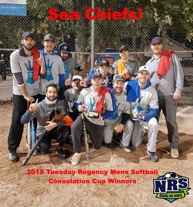 NRD 2018 Tuesday Regency Mens Softball Consolation Cup WInners Sea Chiefs!