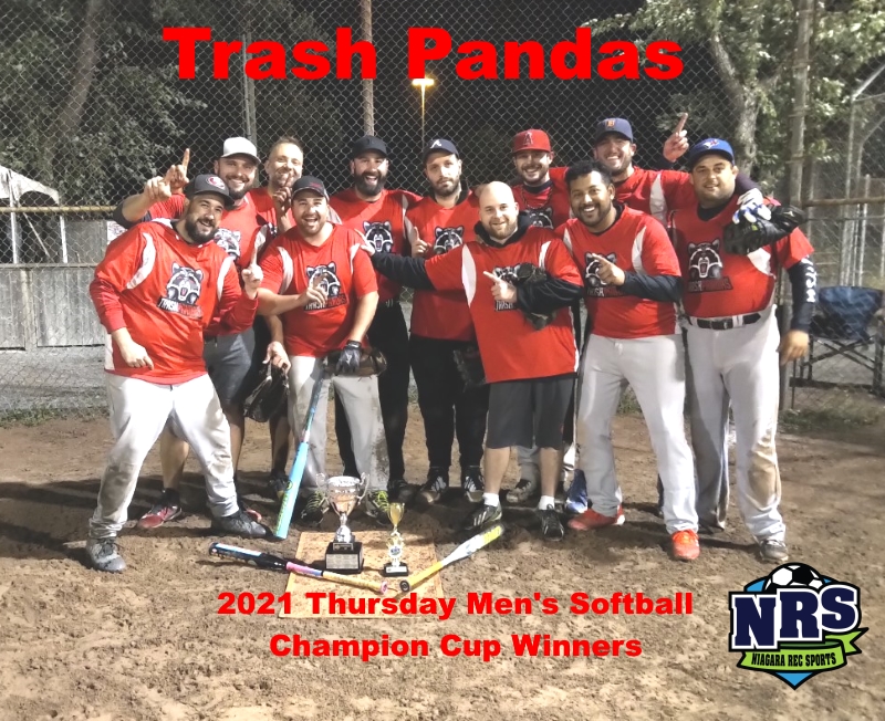 2021 NRS Thursday Mens Regency Softball Champion Cup Winners Trash Pandas