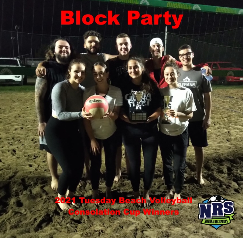 2021 NRS Tuesday Beach Volleyball Consolation Cup Winners Block Party