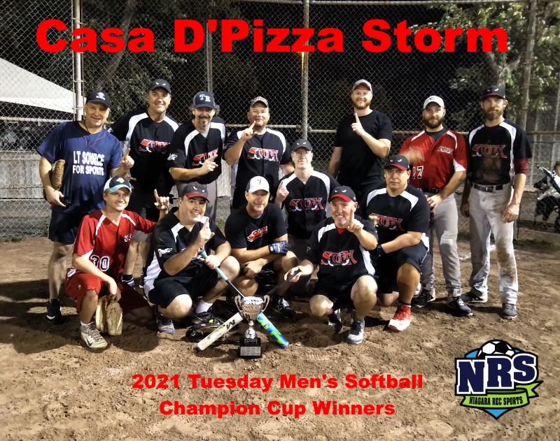 2021 NRS Tuesday Mens Regency Softball Champion Cup Winners Casa D'Pizza Storm