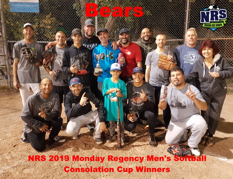 NRS 2019 Monday Regency Men's Softball Consolation Cup Winners