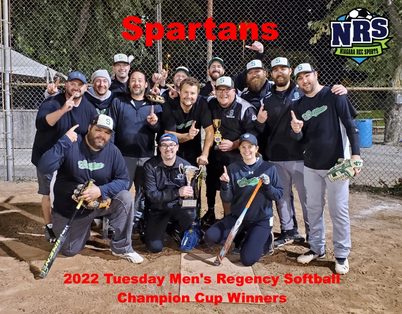 NRS 2022 Tuesday Men's Regency Softball Champion Cup Winners Spartans