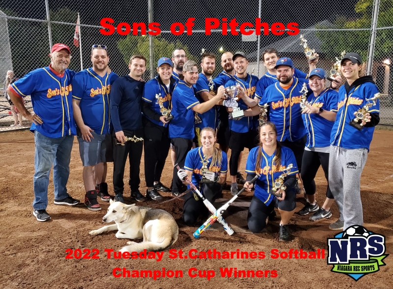 NRS 2022 Tuesday St.Catharines Softball Champion Cup Winners Sons of Pitches