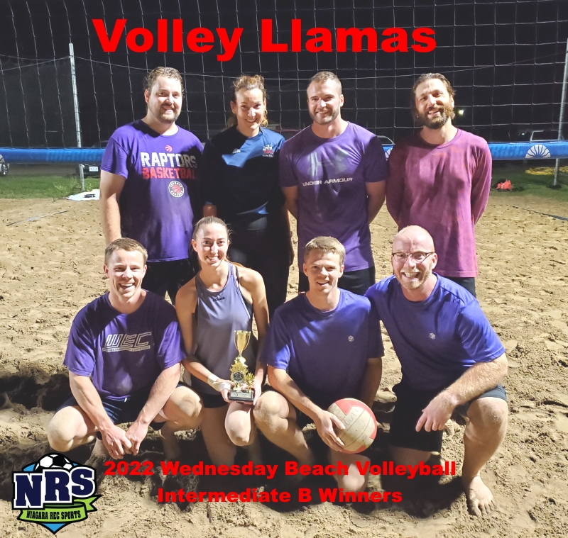NRS 2022 Wednesday Beach Volleyball Intermediate B Winners Volley Llamas