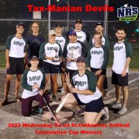NRS 2022 Wednesday St.Catharines Softball Consolation Cup Winners Tax-Manian Devils