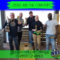 NRS 2023-2024 Thursday Cornhole Champion Cup Winners Jodee and the Corn Pops