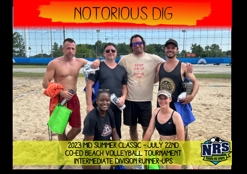 NRS 2023 July 22nd Beach Volleyball Tournament Intermediate Division Runner Ups Notorious DIG