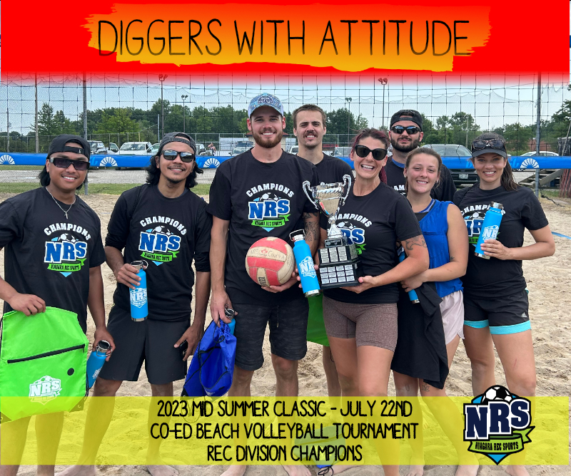 NRS 2023 July 22nd Beach Volleyball Tournament Rec Division Champions Diggers With Attitude