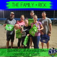 NRS 2023 Monday Beach Volleyball Champion Cup Winners The Family + Rick