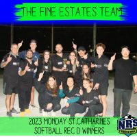 NRS 2023 Monday St.Catharines Softball D Division Winners The Fine Estates Team
