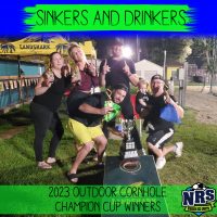 NRS 2023 Outdoor Cornhole Champion Cup Winners Sinkers and Drinkers
