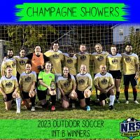 NRS 2023 Outdoor Soccer Int B Winners Champagne Showers