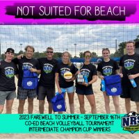 NRS 2023 September 16th Beach Volleyball Tournament Intermediate Champion Cup Winners Not Suited For Beach