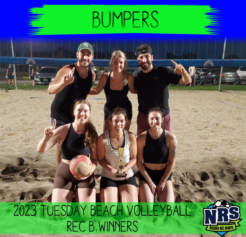 NRS 2023 Tuesday Beach Volleyball Rec B Winners Bumpers Niagara Rec