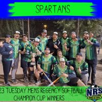 NRS 2023 Tuesday Mens Regency Softball Champion Cup Winners Spartans