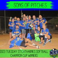 NRS 2023 Tuesday St.Catharines Softball Champion Cup Winners Sons of Pitches