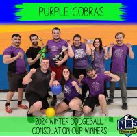 NRS 2024 Winter Dodgeball Consolation Cup Winners Purple Cobras