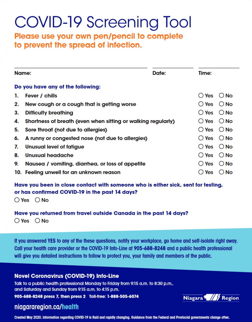 NRS Covid screening tool