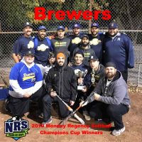 NRS 2018 Monday Regency Softball Champions Cup Winners Brewers