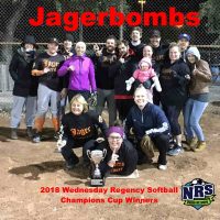 NRS 2018 Wednesday Regency Softball Champions Cup Winners Jagerbombs
